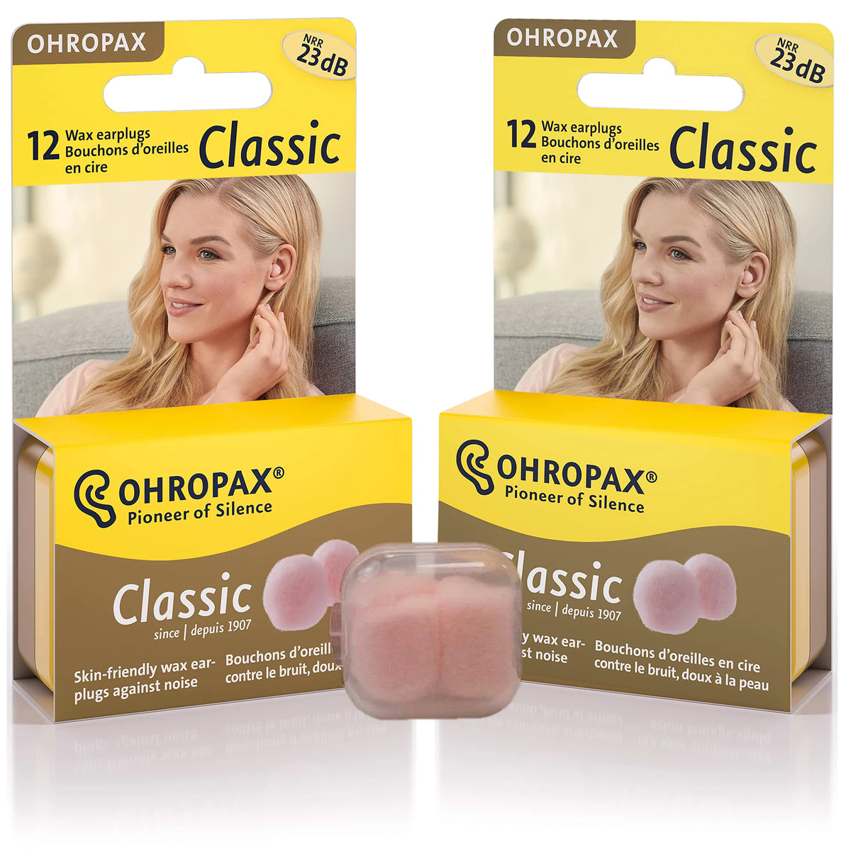 Reusable Wax/Cotton Ear Plugs by OHROPAX – Noise Reduction for Sleep, Travel & Relaxation | 12 Plugs (6 Pairs)