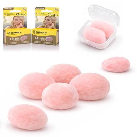 Reusable Wax/Cotton Ear Plugs by OHROPAX – Noise Reduction for Sleep, Travel & Relaxation | 12 Plugs (6 Pairs)
