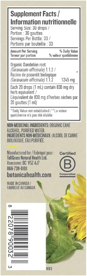 Dandelion Root Liquid Herb | Botanica | 50 mL