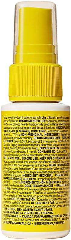 Kids Propolis Throat Spray | Beekeeper's Naturals | 1.06 oz/6 Vial Pack