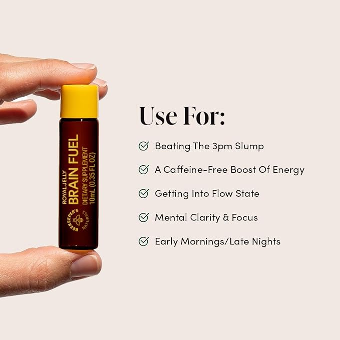 Royal Jelly Brain Fuel | Beekeepers Naturals | 6 or 24 Vial Pack