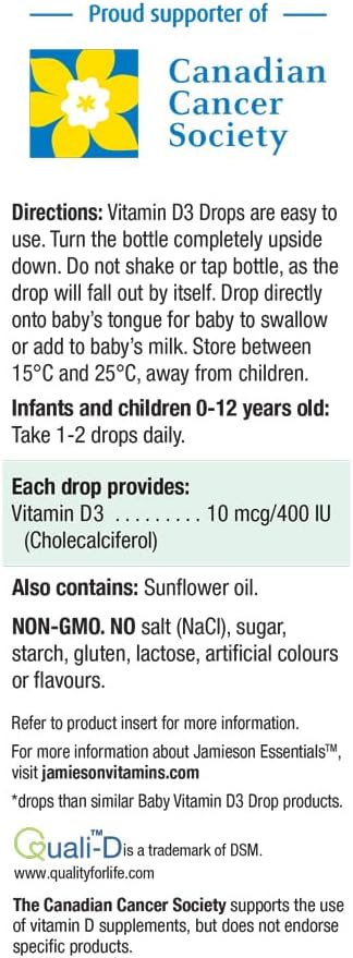 Baby-D Vitamin D3 Droplets | Jamieson™ | 11.7 mL