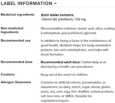Vitamin B2 100 mg | Natural Factors® | 90 Tablets
