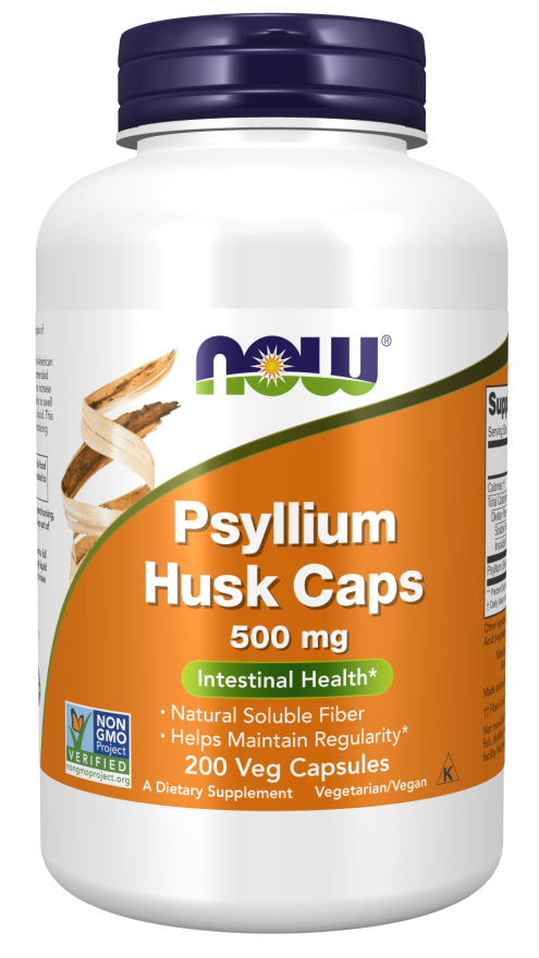 Psyllium Husk Caps 500 mg | NOW® | 200 OR 500 Veg Capsules