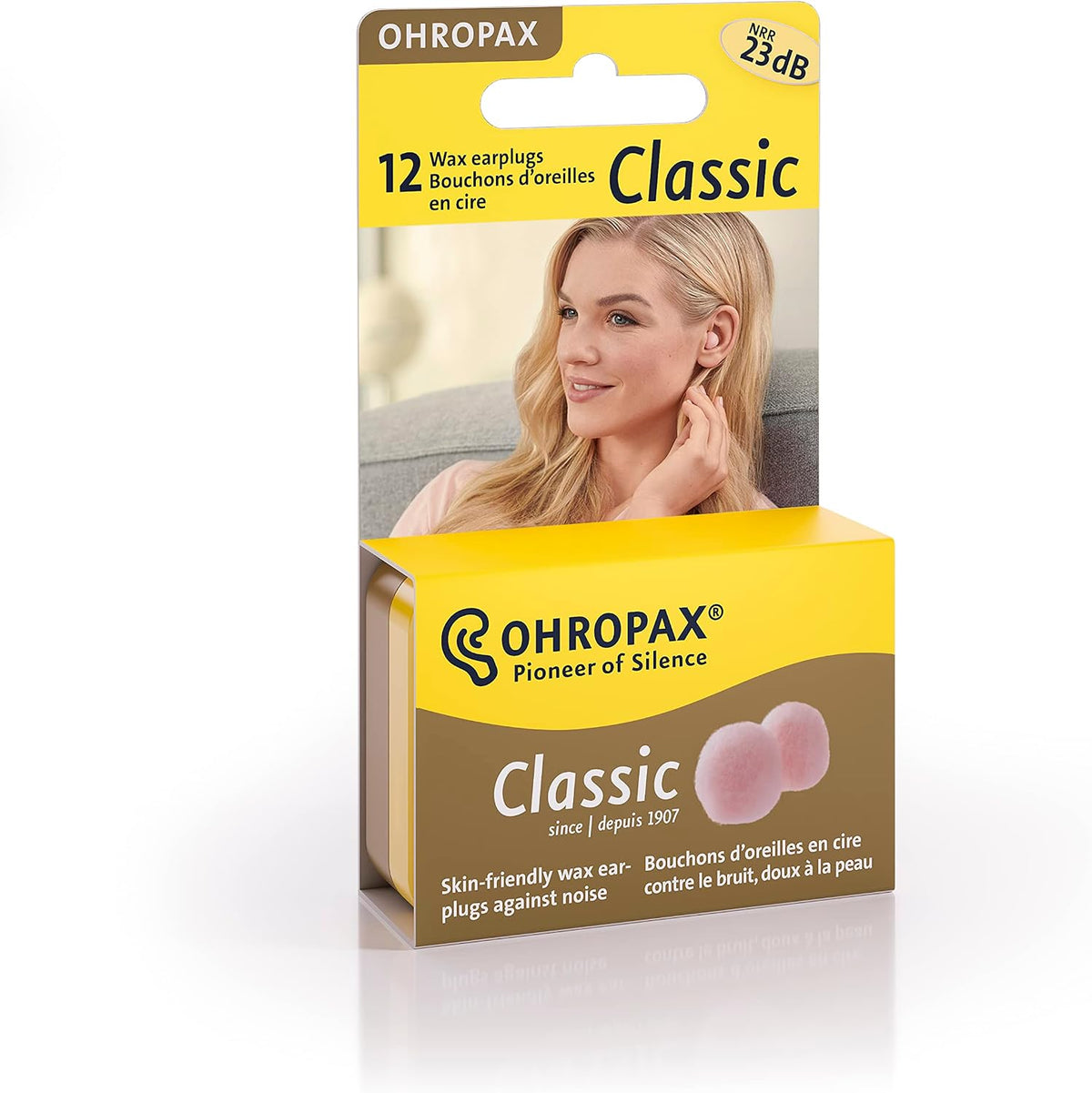 Reusable Wax/Cotton Ear Plugs by OHROPAX – Noise Reduction for Sleep, Travel & Relaxation | 12 Plugs (6 Pairs)