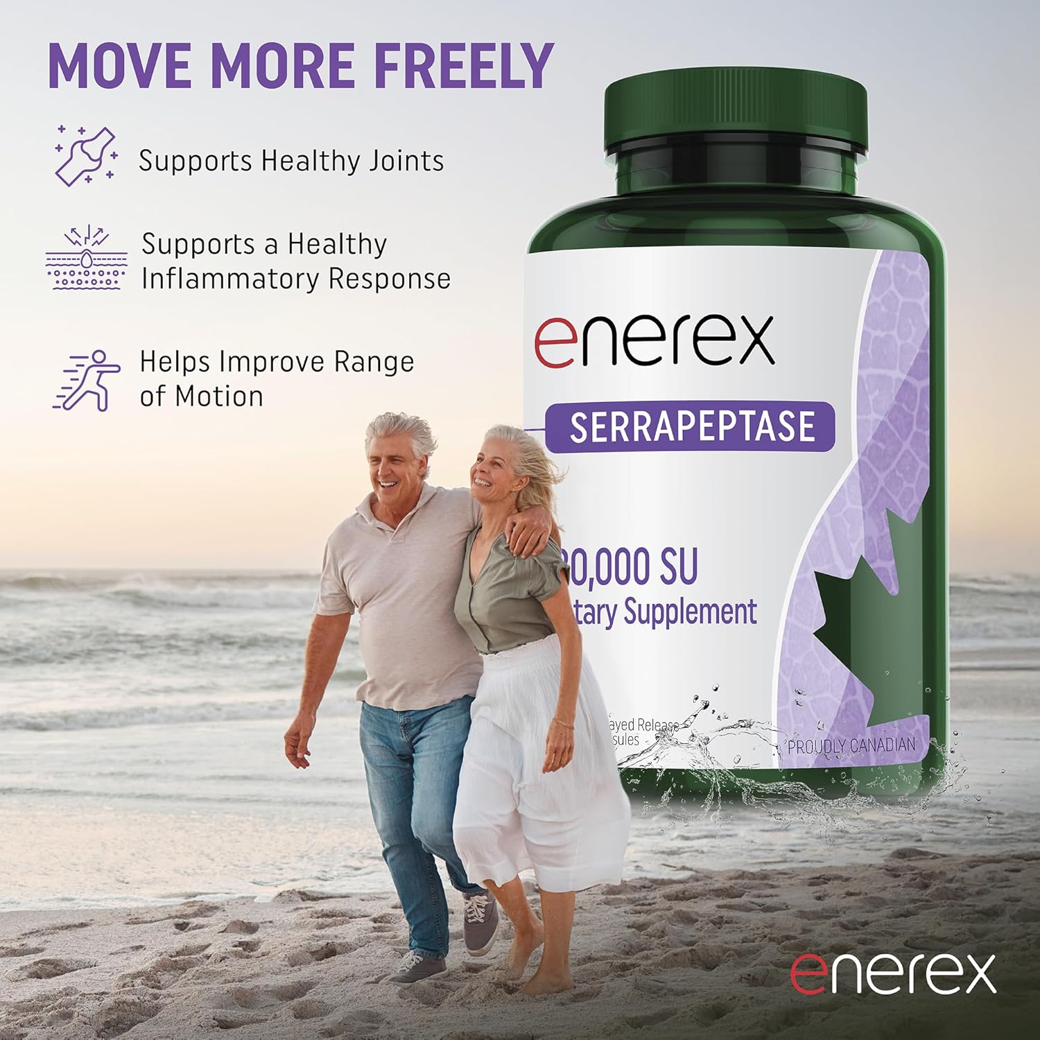 Serrapeptase 120,000 SU by Enerex® – Systemic Enzyme for Inflammation & Mucus Support | 60 OR 180 Delayed-Release Capsules