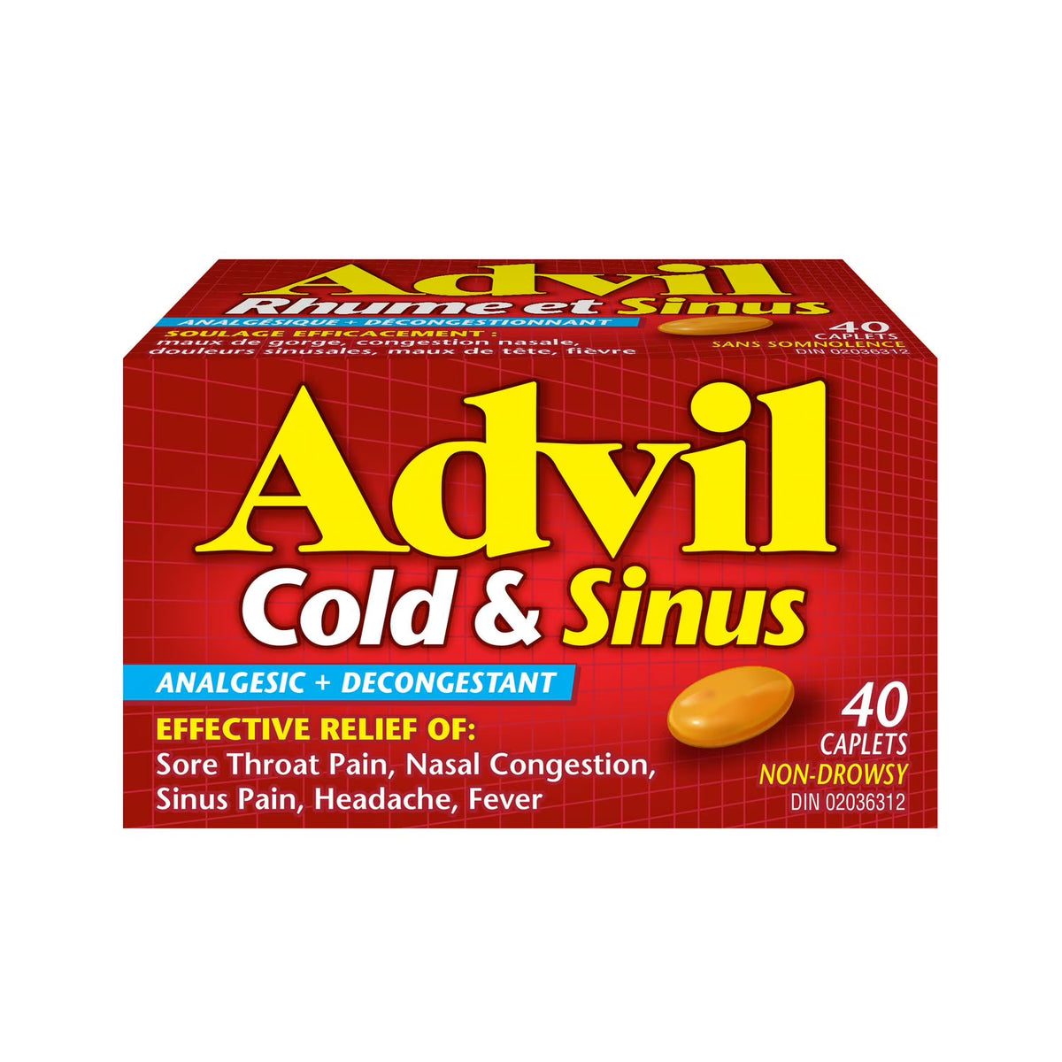Cold & Sinus 200 mg by Advil® – Pain, Fever & Nasal Congestion Relief | 10, 20, 40 or 72 Caplets