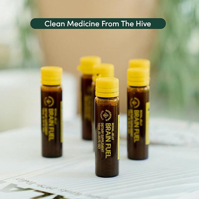 Royal Jelly Brain Fuel | Beekeepers Naturals | 6 or 24 Vial Pack