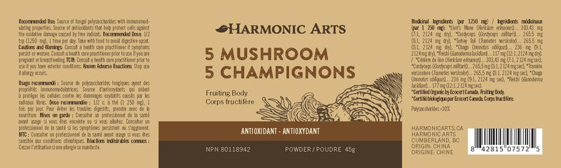 5 Mushroom Concentrated Powder | Harmonic Arts | 45g OR 100g OR 454g