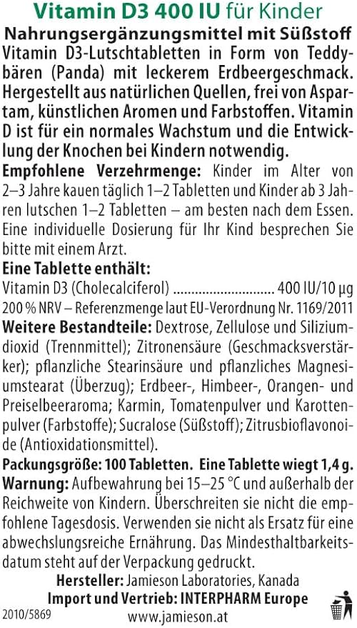 Vitamin D3 for Kids | Jamieson™ | 100 Tablets