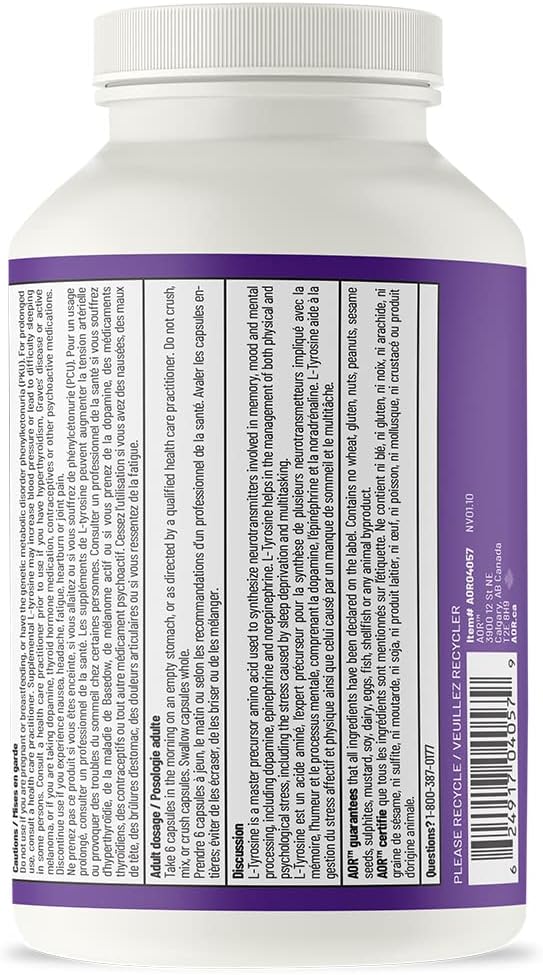 L-Tyrosine 600 mg | AOR™ | 180 Capsules