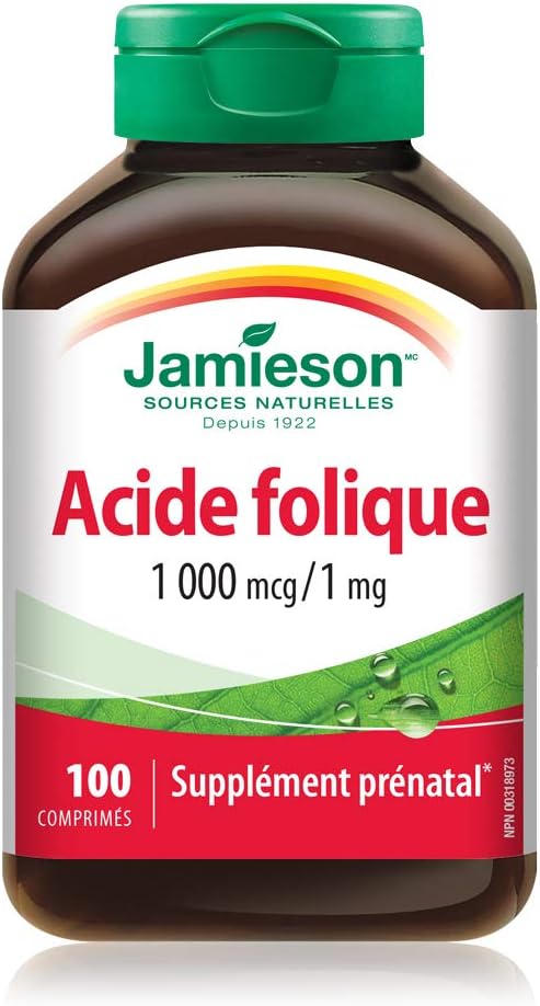 Folic Acid 1,000 mcg  | Jamieson™ | 100 Tablets