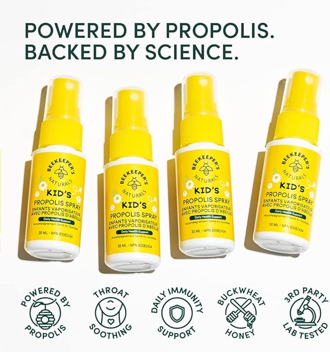 Kids Propolis Throat Spray | Beekeeper's Naturals | 1.06 oz/6 Vial Pack