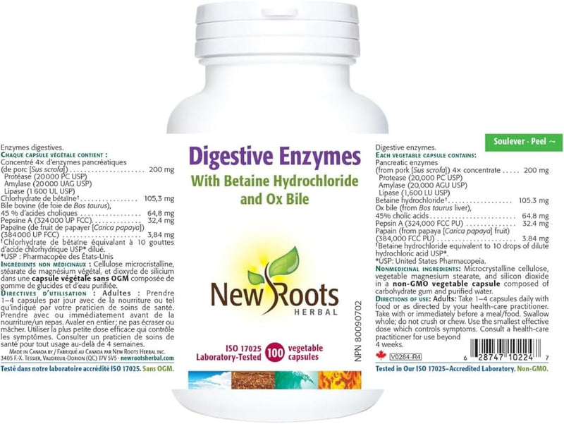 Digestive Enzymes  | New Roots HERBAL® | 100 Capsules