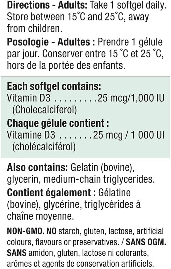Vitamin D3 1,000 IU Premium | Jamieson™ | 180 Softgels
