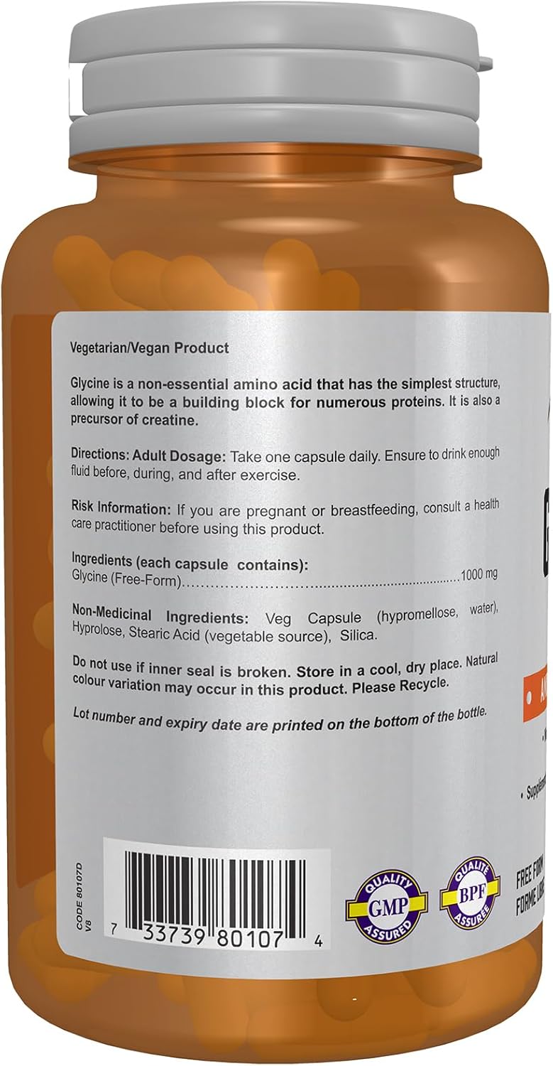 Glycine 1,000 mg | NOW® Sports | 100 Veg Capsules