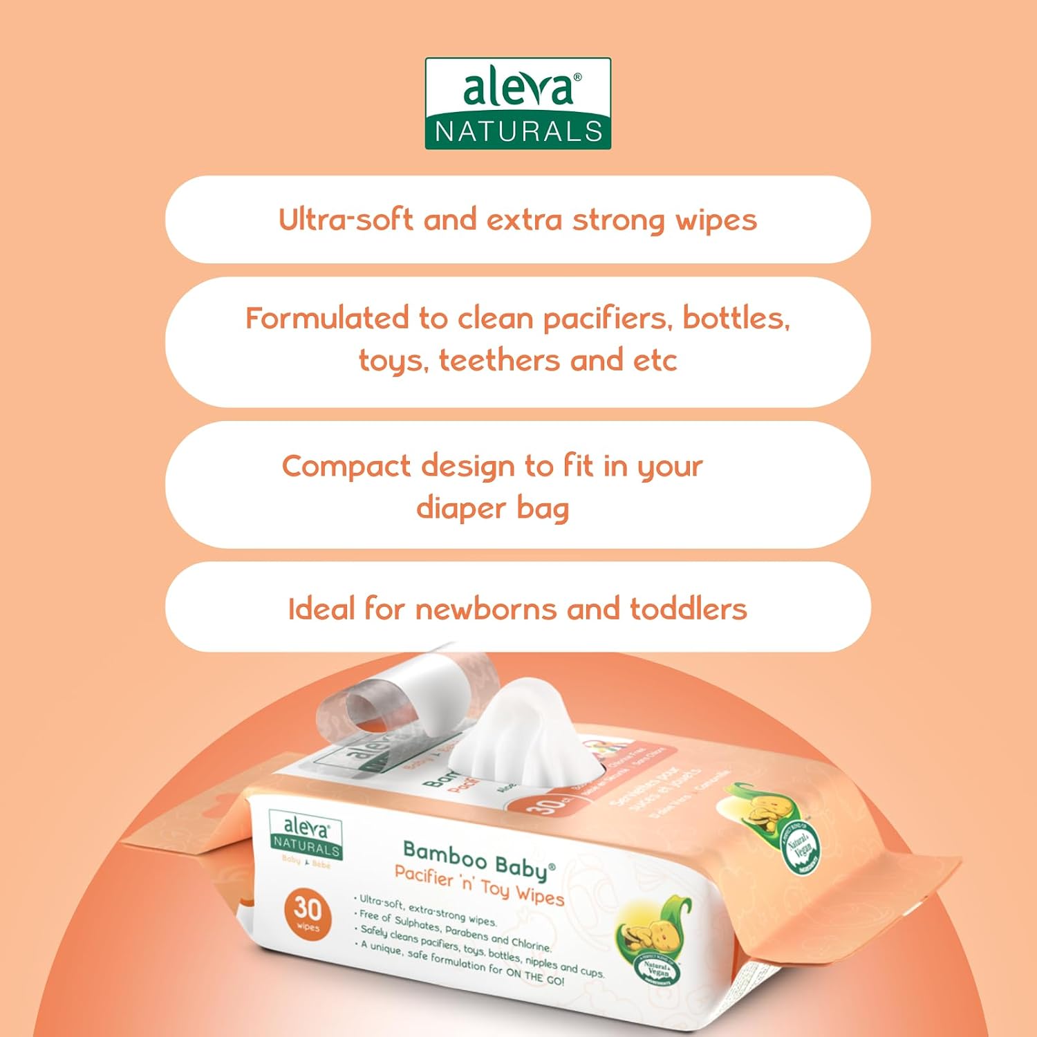 Bamboo Baby Pacifier 'n' Toy Wipes | aleva® Naturals | 30pk