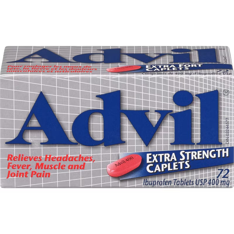 Extra Strength Ibuprofen Pain Relief Caplets by Advil® – Fast-Acting Pain & Fever Relief | 32 or 72 Caplets