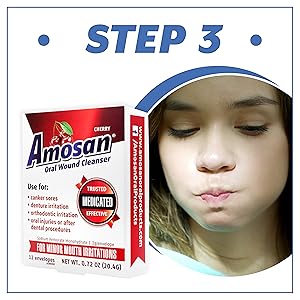 Oral Antiseptic Rinse - Mint | Amosan® | 12 envelopes x 1.7g