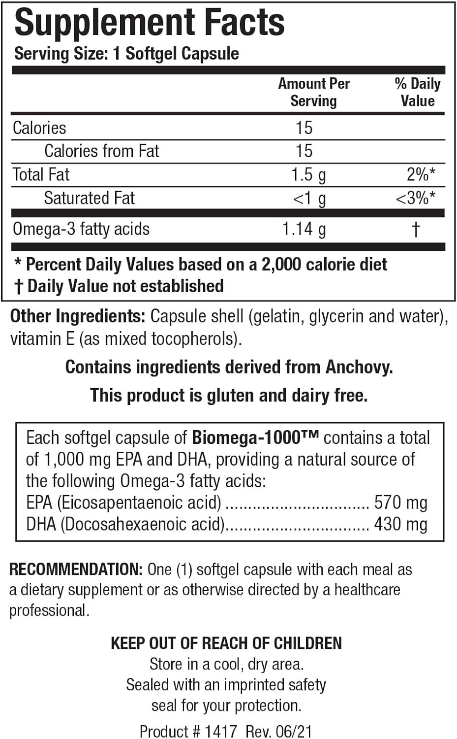 Biomega-1000™ | Biotics Research® | 90 Capsules