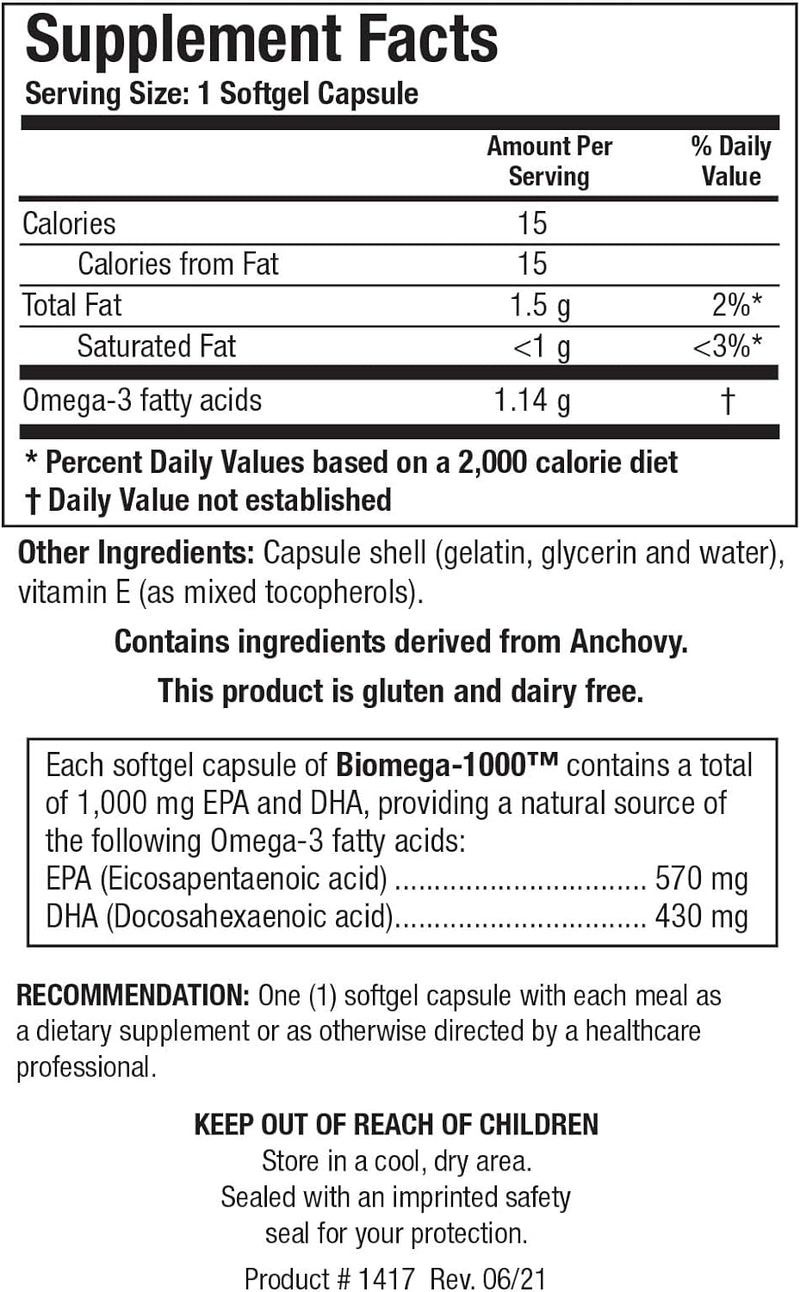 Biomega-1000™ | Biotics Research® | 90 Capsules