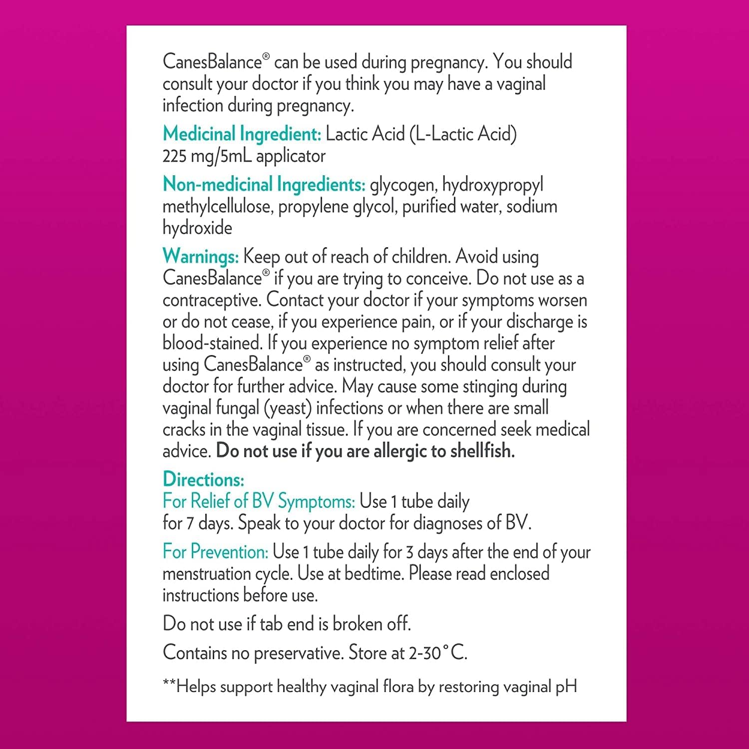 CanesBalance Bacterial Vaginosis Vaginal Gel Treat and Prevent | Canesten | 7 Single-Use Applicators