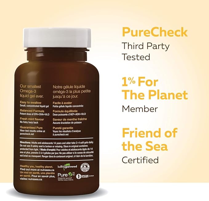 Omega 3 + Vitamin D Mini Gel | NutraSea+D™  | 120 Minigels