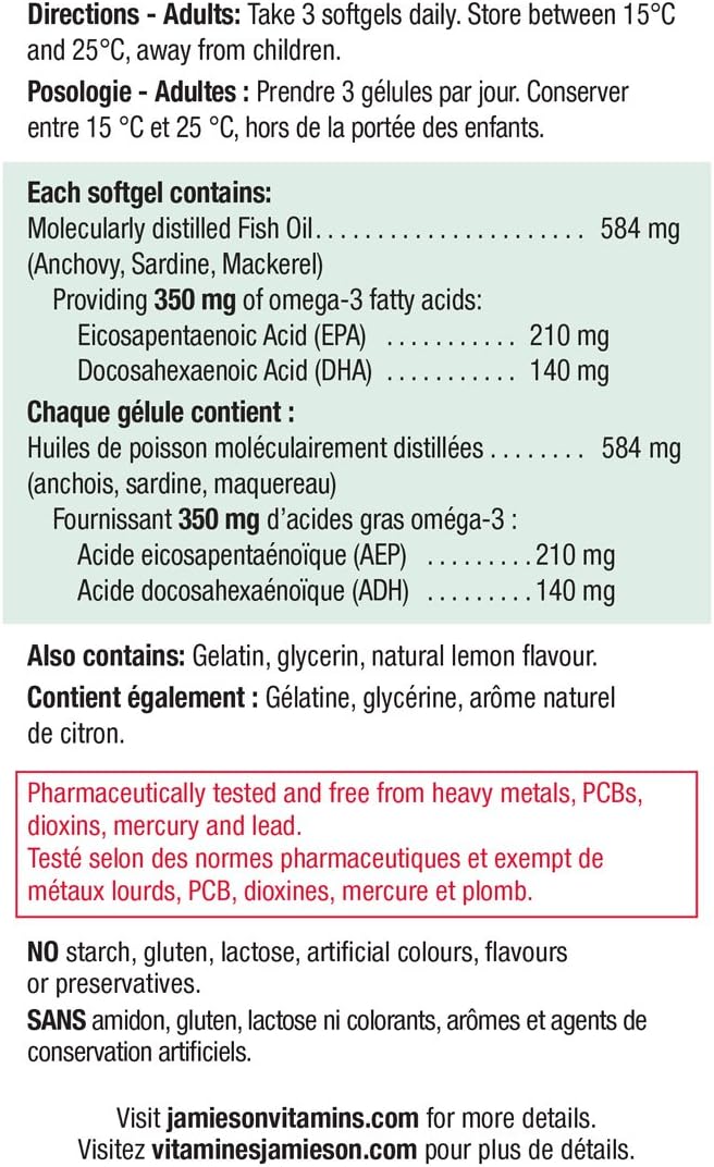 No Fishy Aftertaste (Omega-3 Mini) | Jamieson™ | 200 Softgels