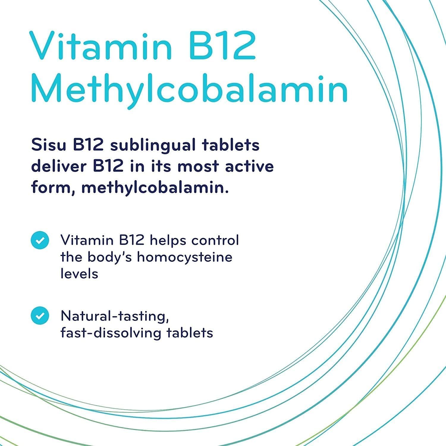 Vitamin B12 1000 mcg Methylcobalamin by Sisu – Sublingual Energy & Nervous System Support | 90 Tablets