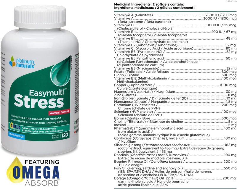 Easymulti® Stress for Women | Platinum Naturals® | 60 or 120 Softgels