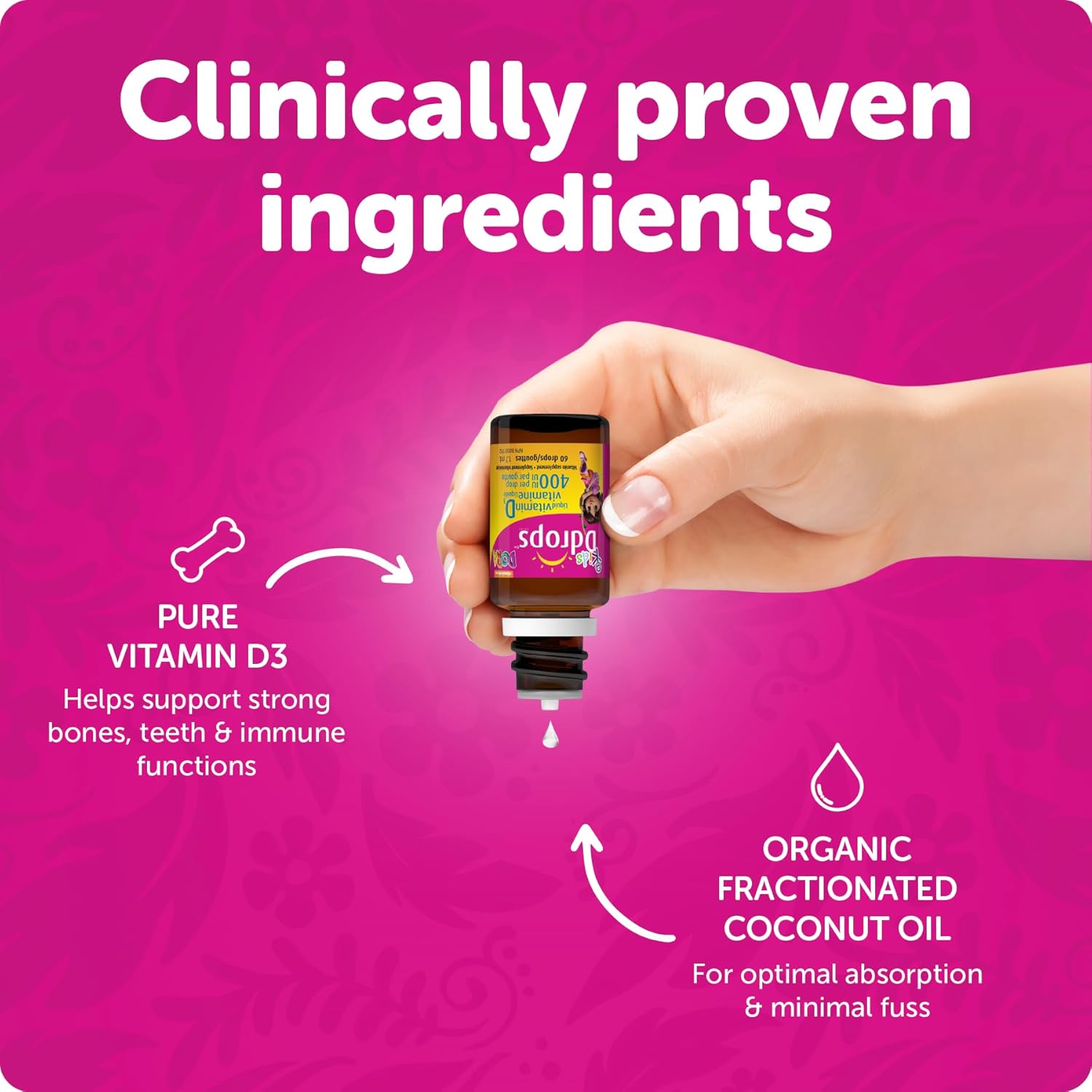 Vitamin D3 Liquid 400 IU | Ddrops® | 1.7 mL (60 drops)