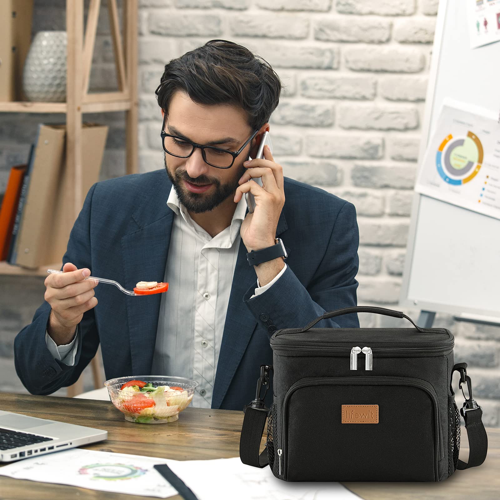 Lifewit Insulated Lunch Bag for Men, Reusable Lunch Box Women, Portable Cooler Freezable Soft Tote Bag Leakproof with Adjustable Shoulder Strap for Adult/Kid for Work/Picnic/School,Black 9L 🍁 All In One Marketplace Canada