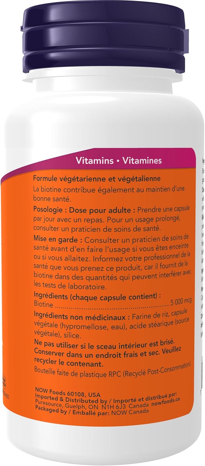 Biotin 5000 mcg  | NOW® | 60 Vegetarian Capsules