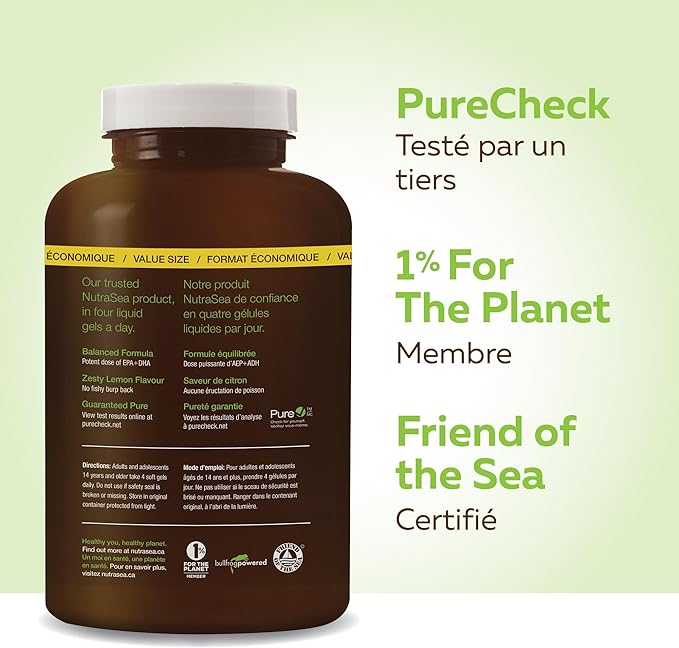 Omega-3 Liquid Gels - Lemon | NutraSea® | 240 Softgels