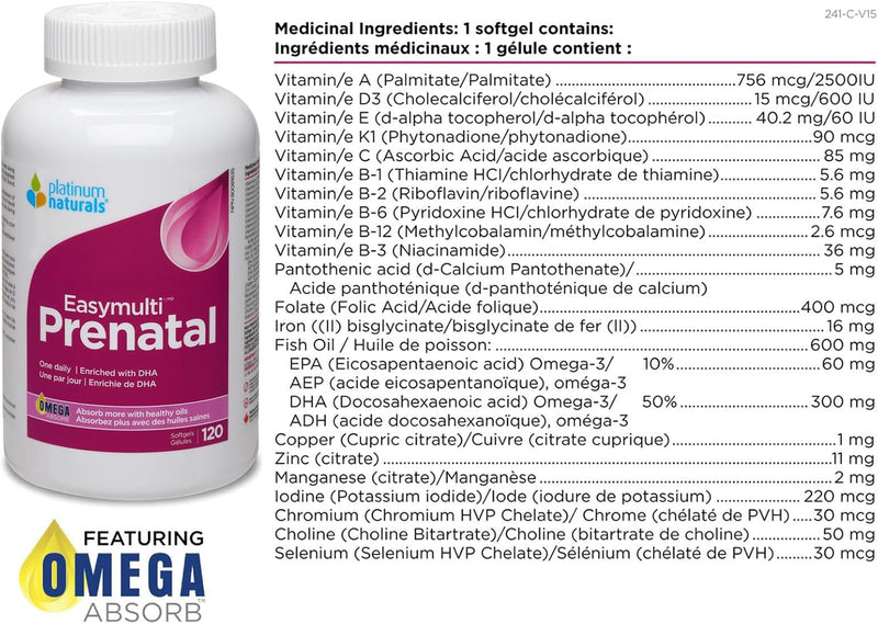 Easymulti® Prenatal | Platinum Naturals® | 60 or 120 Softgels