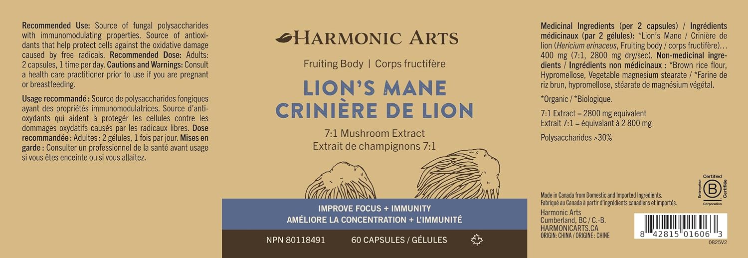 Lions Mane | Harmonic Arts® | 60 Capsules
