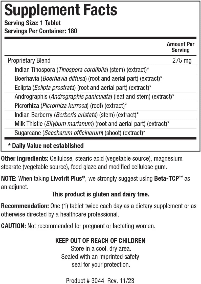 Livotrit Plus™ | Biotics Research® | 180 Tablets