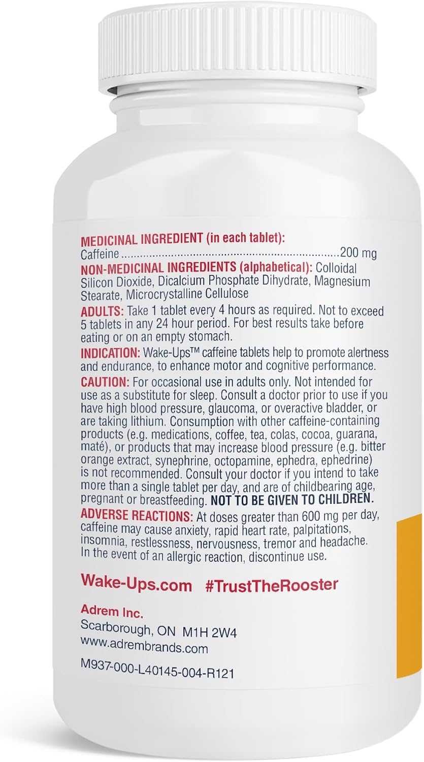 200mg Sport Certified Extra Strength Caffeine | Wake-Ups | 50 Tablets
