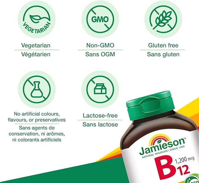 Vitamin B12 1200 mcg Timed Release | Jamieson™ | 80 Tablets