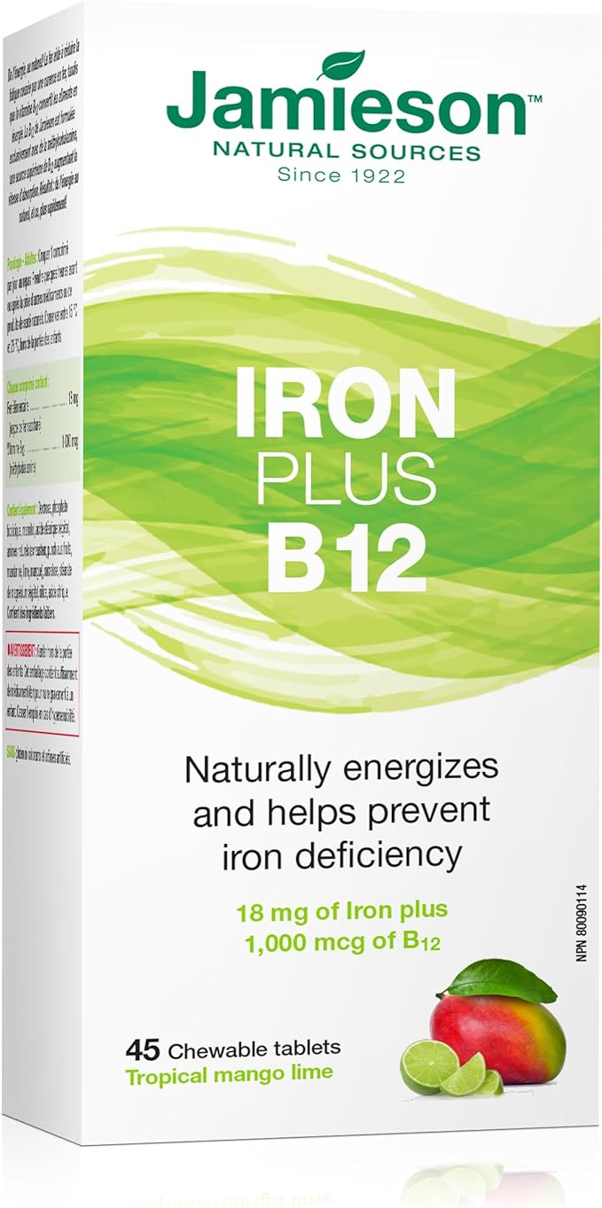 Iron + Vitamin B12 | Jamieson™ | 45 Chewable Tablets