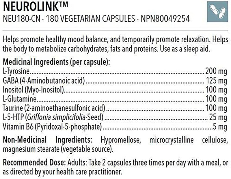 Neurolink™ | Designs for Health® | 180 Vegeterian Capsule