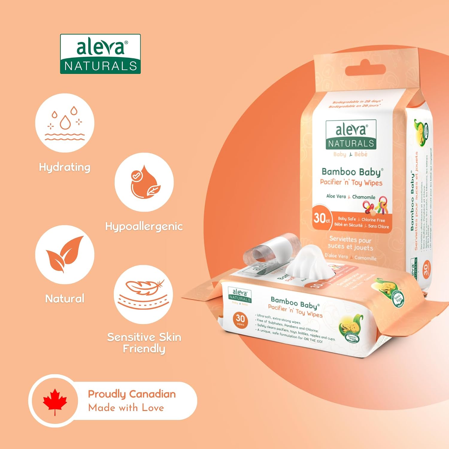 Bamboo Baby Pacifier 'n' Toy Wipes | aleva® Naturals | 30pk