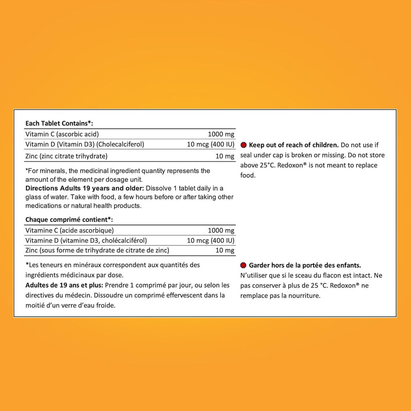 Triple Action Vitamin C, Vitamin D And Zinc | Redoxon® | 15 OR 45 Tablets