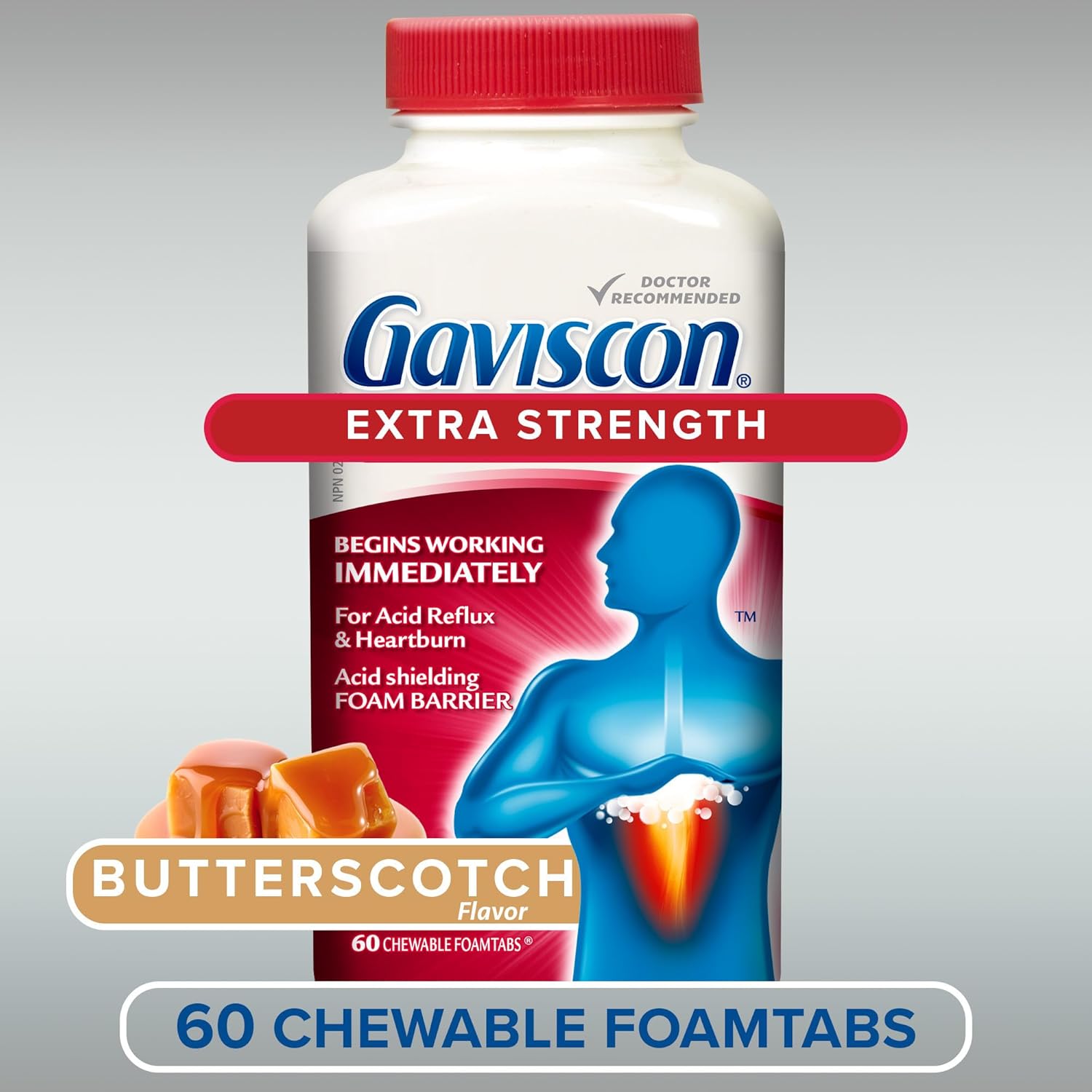 Chewable Foaming Antacid Tablets Extra Strength by Gaviscon® – Fast Heartburn & Acid Reflux Relief | Varous Sizes & Favours