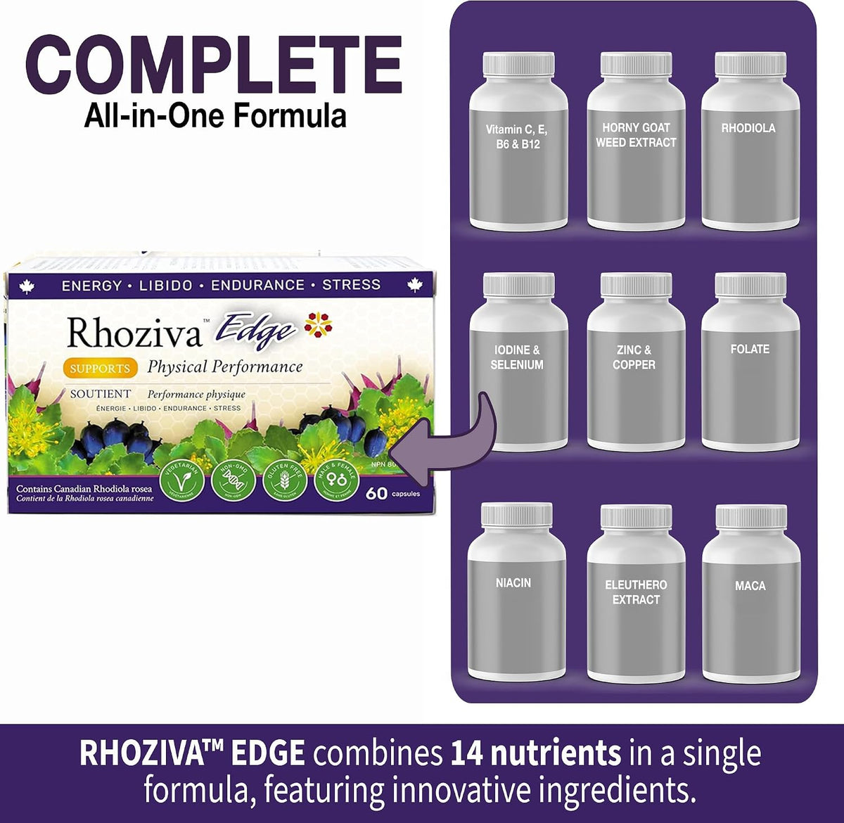 Rhoziva Edge | Nanton Nutraceuticals | 60 Capsules