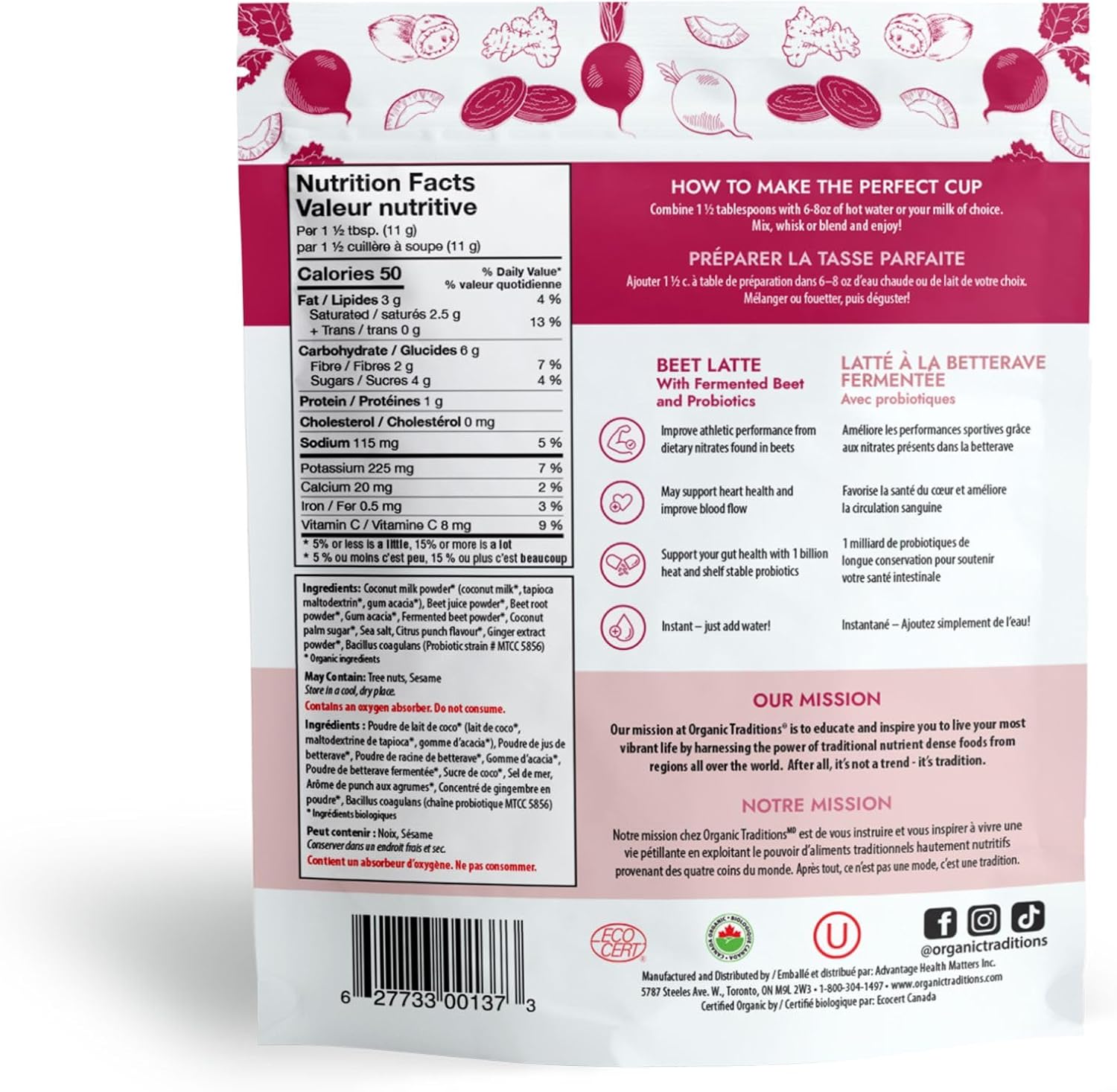 Beet Latte With Fermented Beets And Probiotics | Organic Traditions® | 150 g
