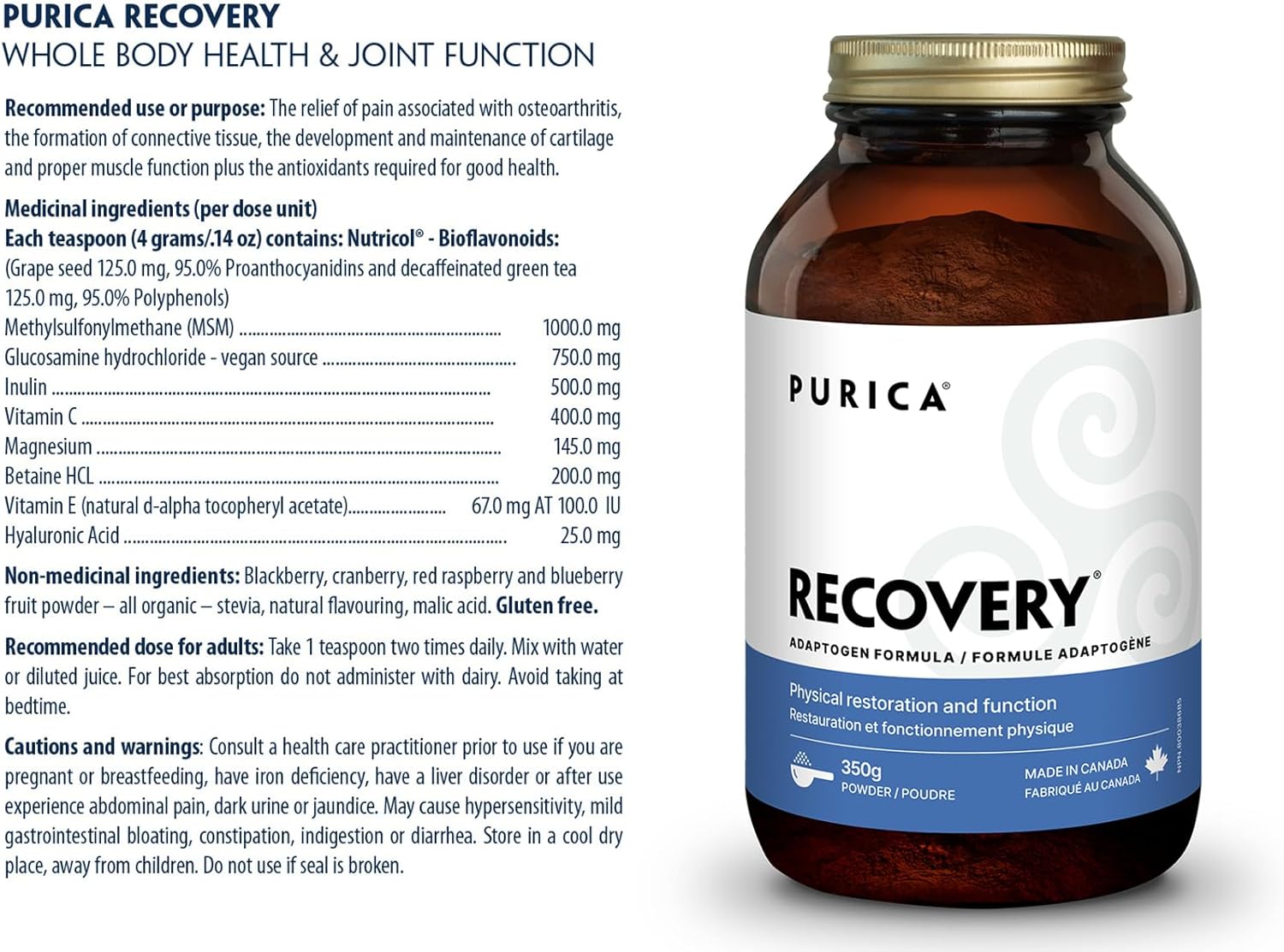 Recovery by Purica® – Joint, Pain & Inflammation Support | Capsules & Powder