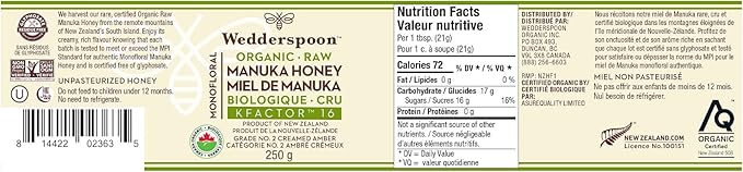 Organic Raw Monofloral Manuka Honey | Wedderspoon® | 8.8 Oz (250g)