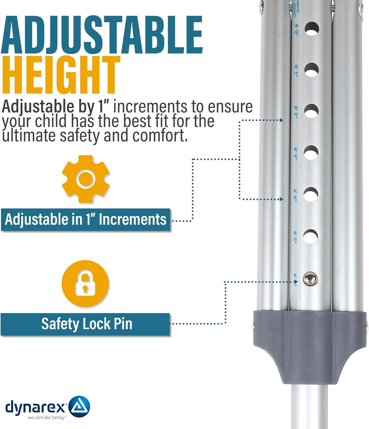 Lightweight Adjustable Aluminum Crutches | Hugo® | Various Sizes and Ages