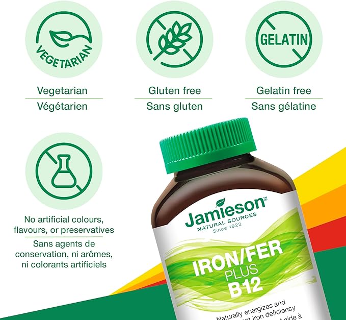 Iron + Vitamin B12 | Jamieson™ | 45 Chewable Tablets